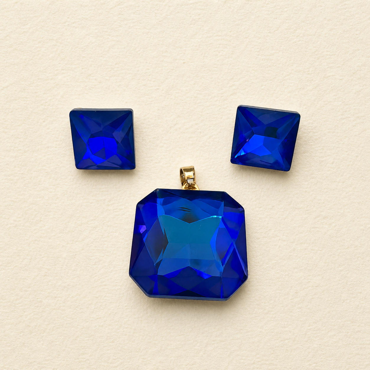 Trendy Crystal Earrings - Deep Royal Blue - Image 4